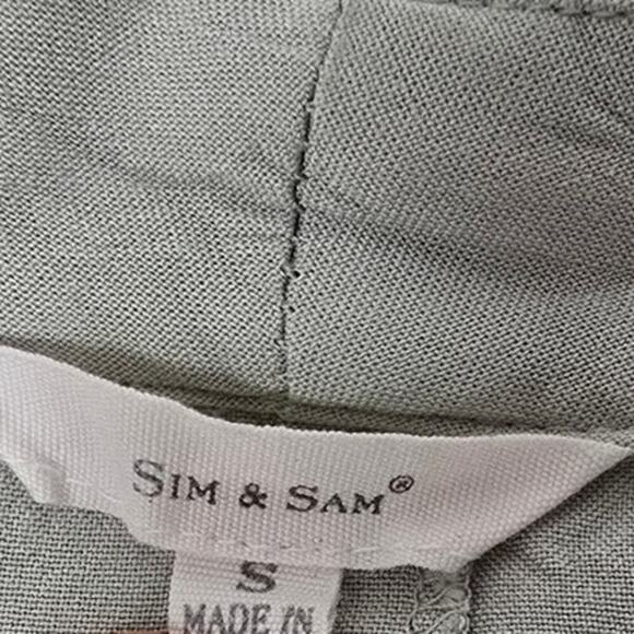 Sim & Sam Crop Top Button Up with Tie Green Women's Size Small - Picture 5 of 6